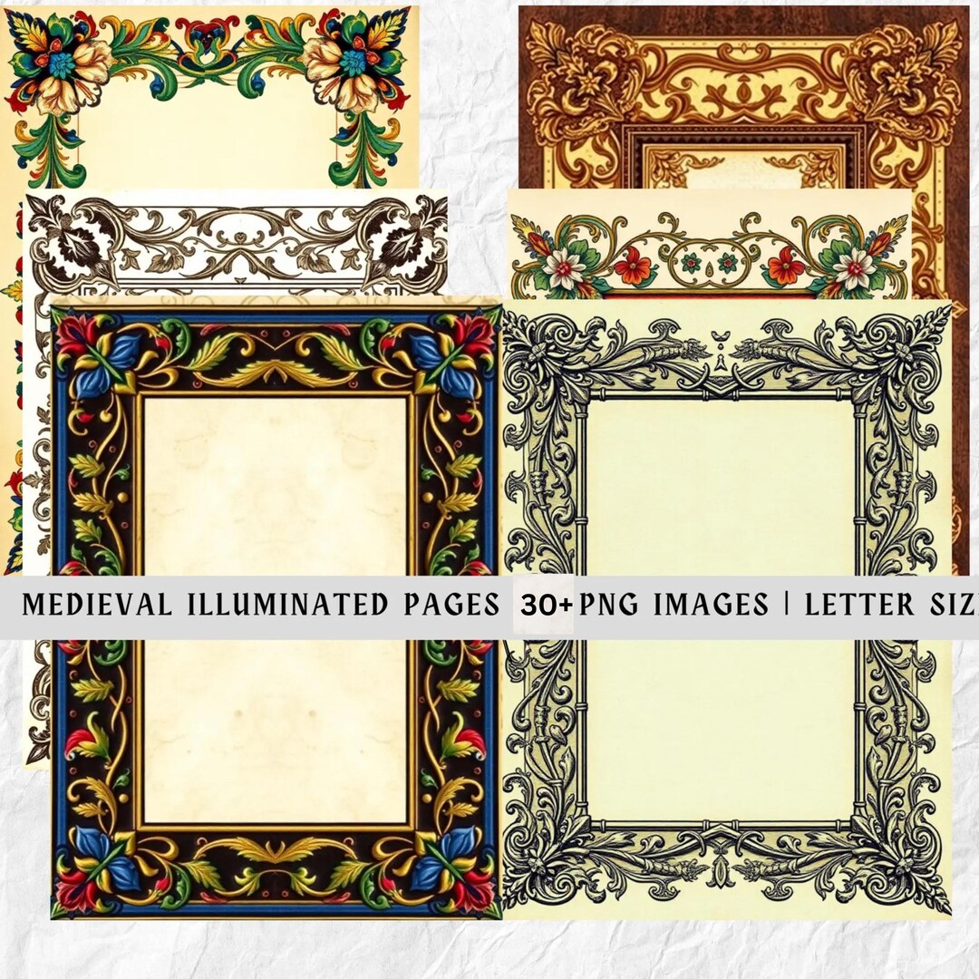 30+ Medieval Themed Paper Frames, Vintage Manuscript Frame for Journals ...