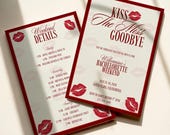 Kiss The Miss Goodbye Bachelorette Invitation, Editable Lips Bridal Weekend Itinerary, Hen Party Invite (Digital Download, Canva Template)