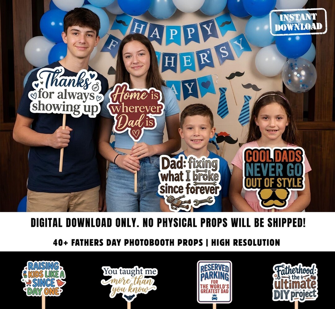 Father’s Day Photobooth Props Printable, Funny Dad Photo Booth Signs ...