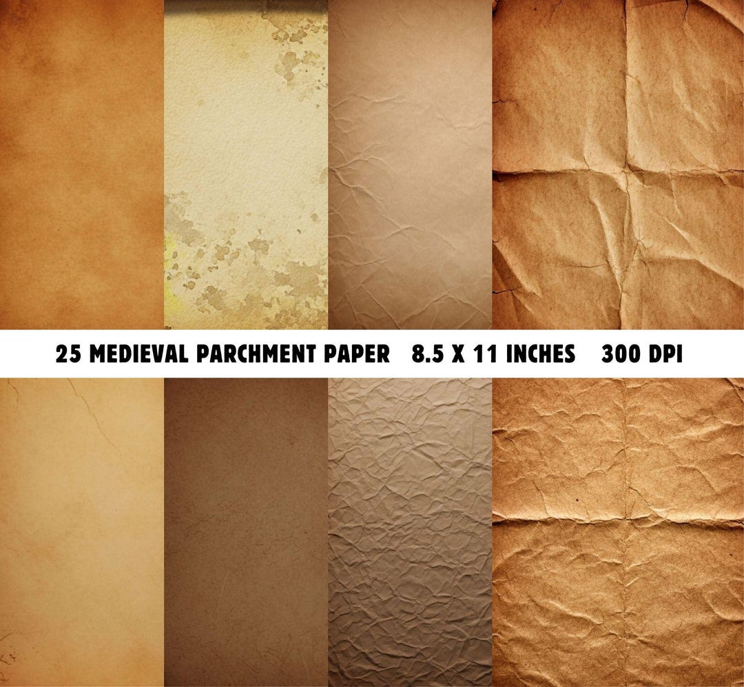 Medieval Parchment Paper, 25 Vintage Manuscript Pages, Antique Aged ...