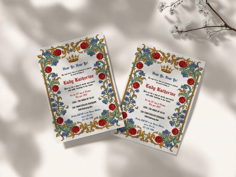 Italian Renaissance Script Invitation Medieval Birthday Invitation Template, Editable Renaissance Victorian ...