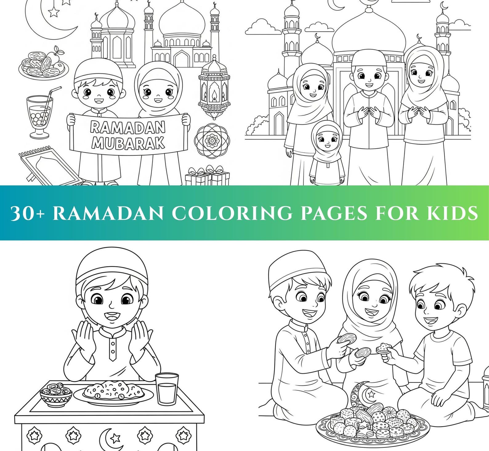 30+ Ramadan Coloring Pages for Kids, Printable Islamic Coloring Book ...