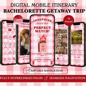 Perfect Match Bachelorette Itinerary Template, Digital Mobile Bachelorette Party Itinerary, Editable Girls Trip Planner, Canva Template