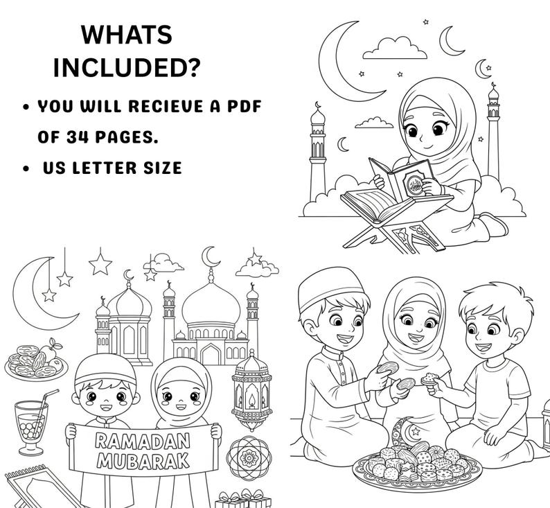 30+ Ramadan Coloring Pages for Kids, Printable Islamic Coloring Book ...