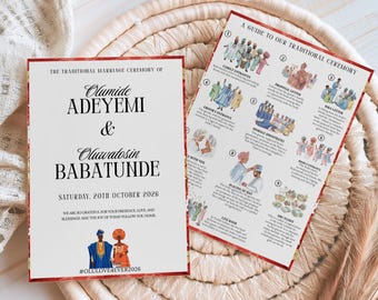 Yoruba Wedding Program, Editable Nigerian Traditional Aso Oke Engagement Ceremony (Canva Template, Digital Download)