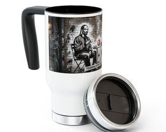 Snoop & Martha Tearing Down Walls Travel Mug | Street Art Inspired AI Design