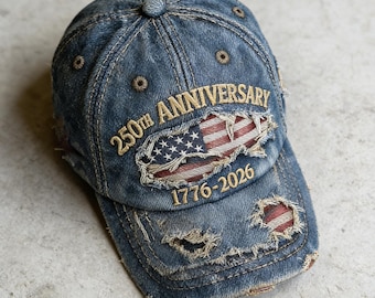 Casquette de baseball usée 250e anniversaire des États-Unis | Chapeau vintage brodé patriotique