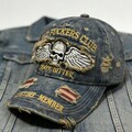 Old Fuckers Club Distressed Denim Cap | Embroidered Skull Adjustable Dad Hat