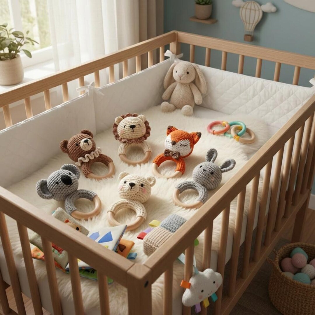 Personalized Carved Wooden Animal Baby Rattles, Montessori Wooden Toys ...