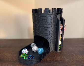Castle Dice Tower with Storage, 3D Printed RPG Accessory