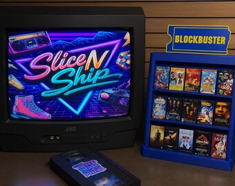 Blockbuster Inspired Mini VHS  Display  with 15 Mini Tapes