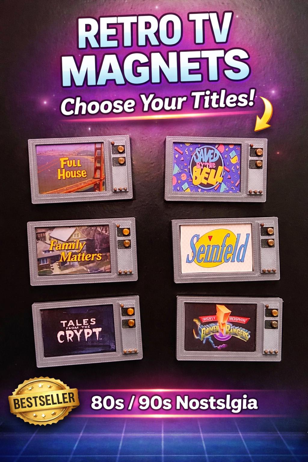 Custom Retro TV Magnets Set | 80s 90s Nostalgia | Choose Your Favorite ...