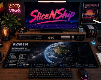 Earth planet infographic Desk Mat | Space solar system mouse pad mat