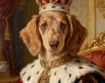 Retrato de mascota real divertido, pintura al óleo, arte personalizado de estilo renacentista para mascotas, decoración de pared para perros y gatos, descarga digital