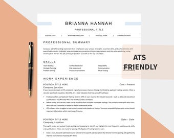 ATS Resume Template: Minimalist Design for Word, Pages, Google Docs (Digital Download)
