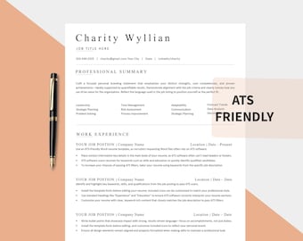 ATS Friendly Resume Template Word, Pages, Google Docs (Digital Download)