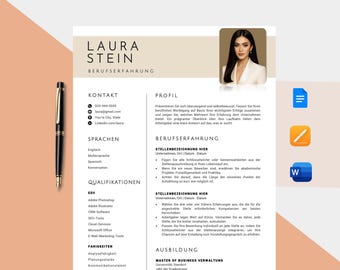 Plantilla de currículum ejecutivo en alemán / ATS Lebenslauf Deutsch / CV profesional para empleos en Alemania (descarga digital)