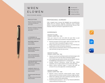 Nurse Resume Template: Modern RN/CV Design (Word, Google Docs)
