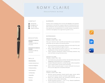 Modello di curriculum per infermieri, infermieri professionali, infermieri professionali, infermieri medici (download digitale)