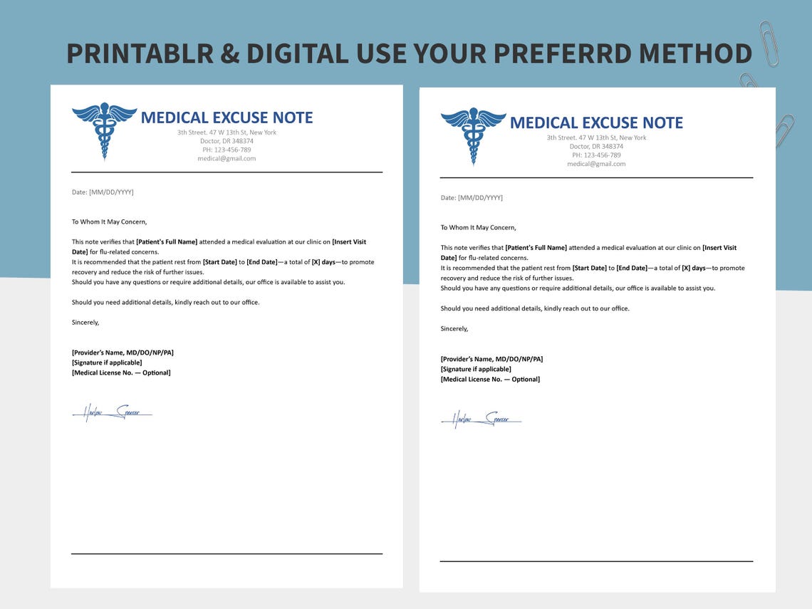 Editable Doctor Excuse Note Template (canva, Word, PDF) - Etsy Canada