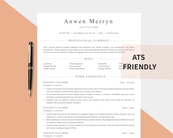 ATS Friendly Resume Template Word, Pages, Google Docs (Digital Download)