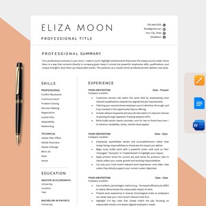 Modelo de currículo moderno | Currículo e carta de apresentação editáveis (download digital)
