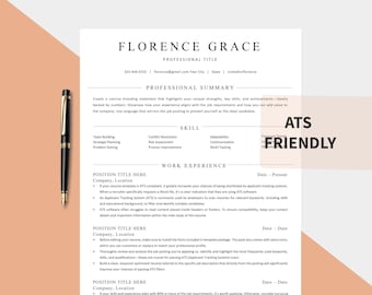 ATS Friendly Resume Template Word, Pages, Google Docs (Digital Download)