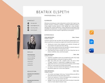 Modern Resume Template | Editable CV, Cover Letter (Word & Google Docs)