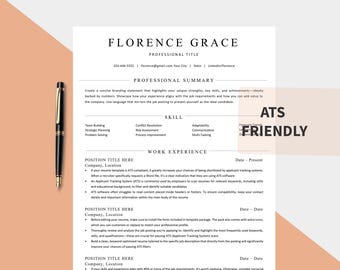 ATS Friendly Resume Template Word Pages Google Docs Minimalist Professional