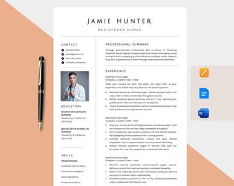 Registered Nurse Resume Template, Modern RN/CNA CV (Digital Download)