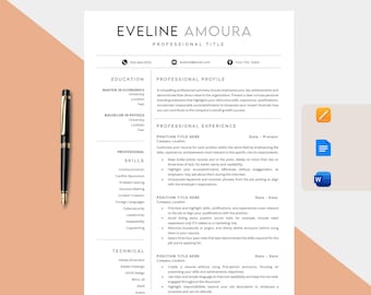 Moderne CV-sjabloon | Schoon cv-ontwerp | Sollicitatiebrief (digitale download)
