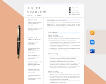 Nursing Resume Template, Cover Letter, RN, CNA (Digital Download)