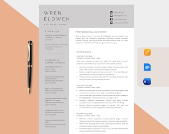 Modello di curriculum per infermieri, design moderno per infermieri/CV (download digitale)