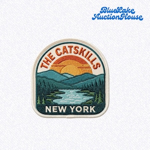 The Catskills New York Embroidered Patch Mountain Sunset Travel Souvenir River Nature Iron On Badge for Jackets Hats