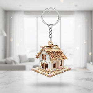 Personalized Under Construction House keychain, Construction keychain, Constructor keychain, 2D Flat Xmas Gift
