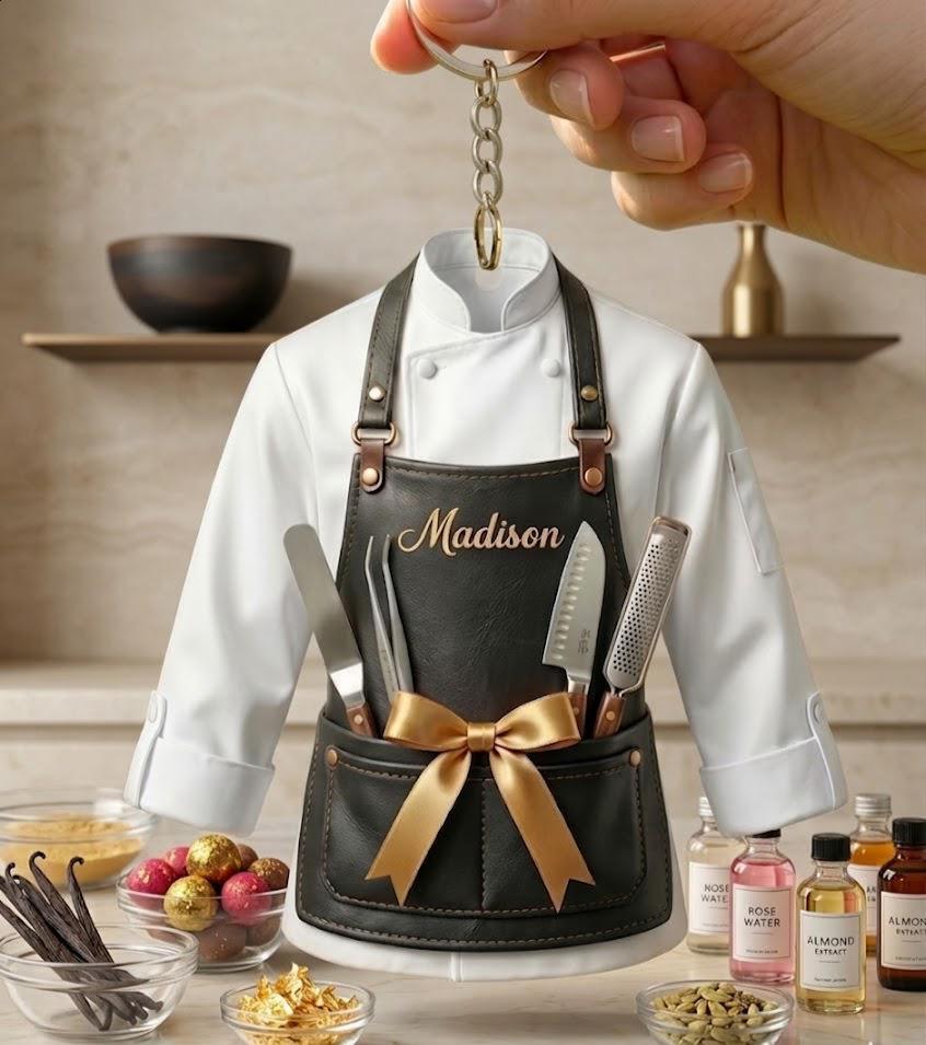 Personalized Chef Apron Keychain , Custom Pastry Chef Mini Uniform ...