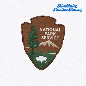 National Park Service NPS Arrowhead Logo Bison Mountain Embroidered Patch Travel Souvenir Iron On Badge for Jacket Backpack Hat