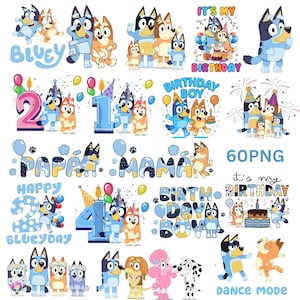 Cartoon Dog Family Clipart Bundle | Kids Party Art | Mom Dad Lettering Set