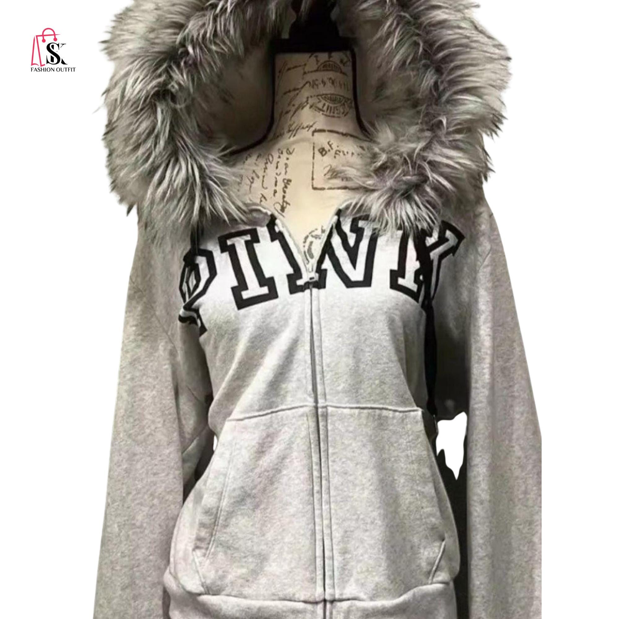Fur Trim Zip up Hoodie - Etsy