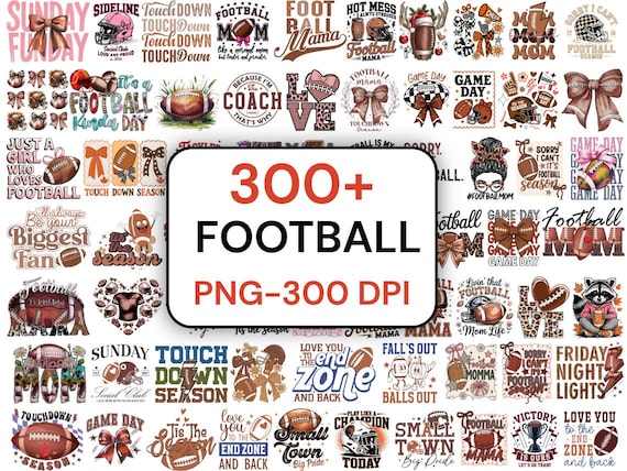 300+ Football PNG Bundle, Retro Game Day, Coquette Bows (Digital Download)