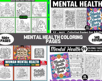Mental Health Coloring Pages, Motivational Quotes (PDF Pattern)