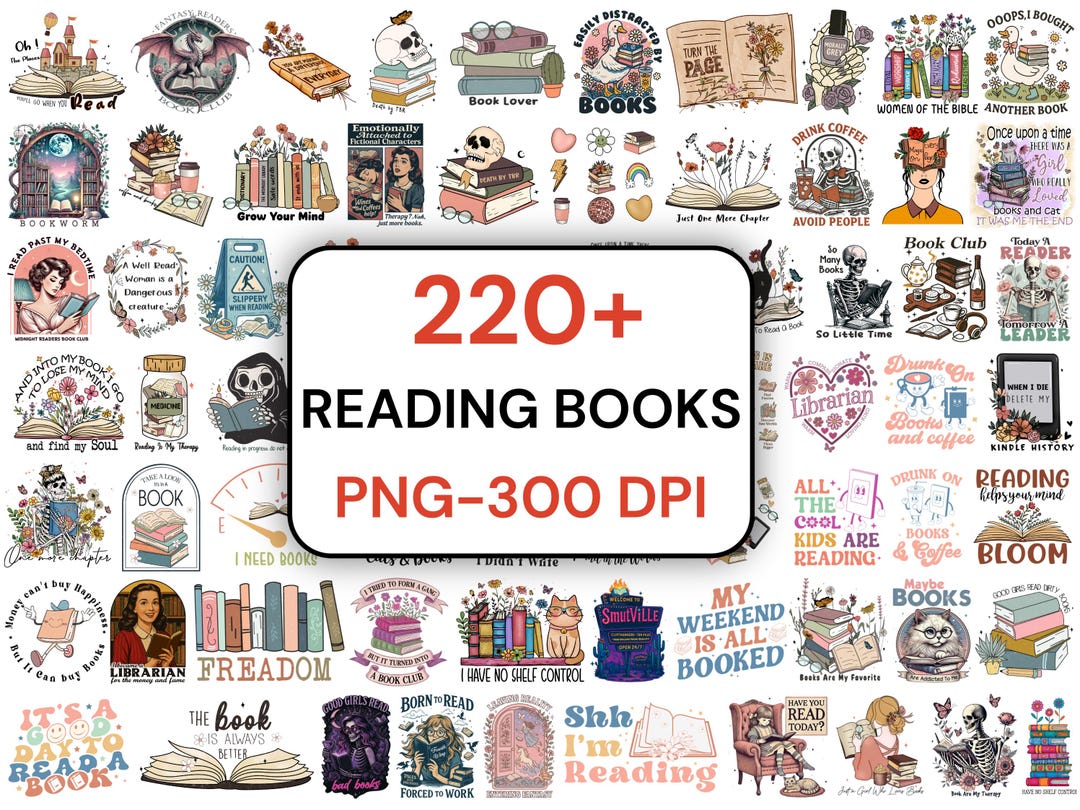 Reading Books Sublimation Designs, Booktrovert PNG Bundle (200+) - Etsy