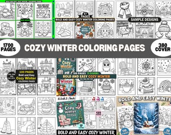 Libro para colorear de invierno: más de 1700 páginas festivas, actividad divertida (descarga digital)