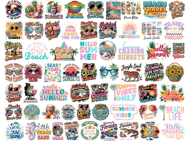 420+ Summer PNG Mega Bundle, Tropical Beach Clipart (digital Download ...