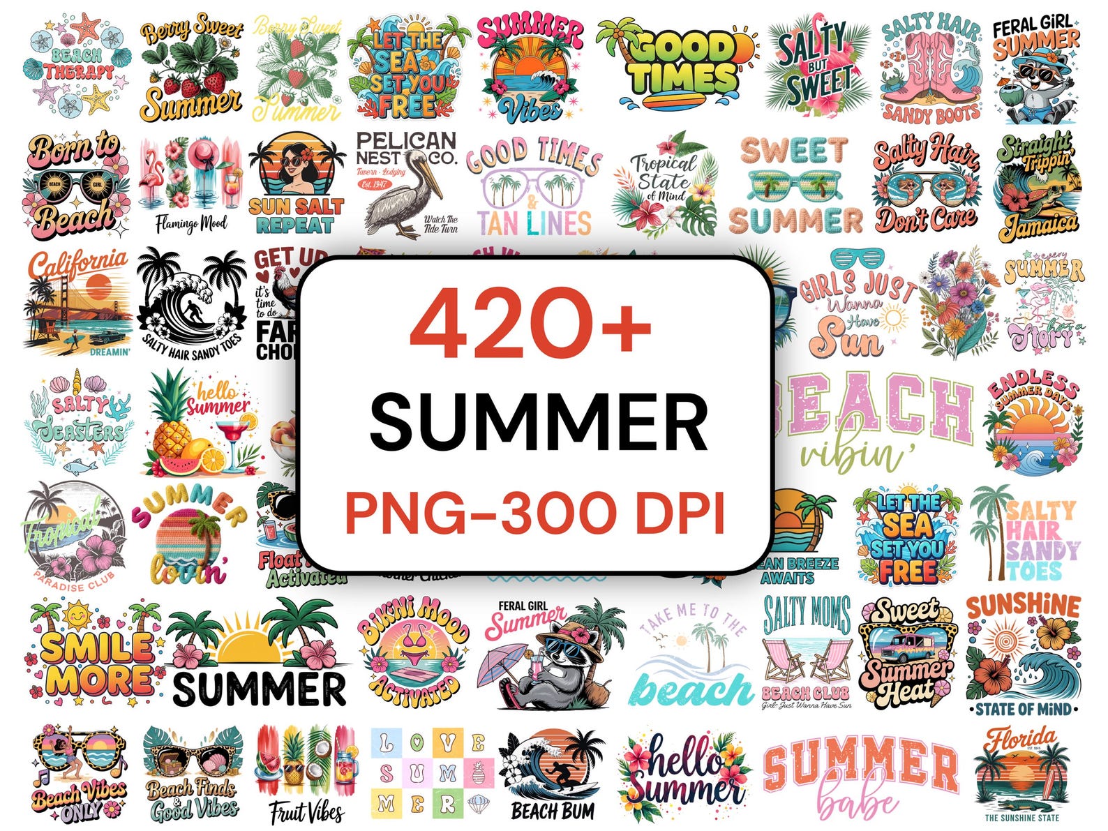 420+ Summer PNG Mega Bundle, Tropical Beach Clipart (digital Download ...