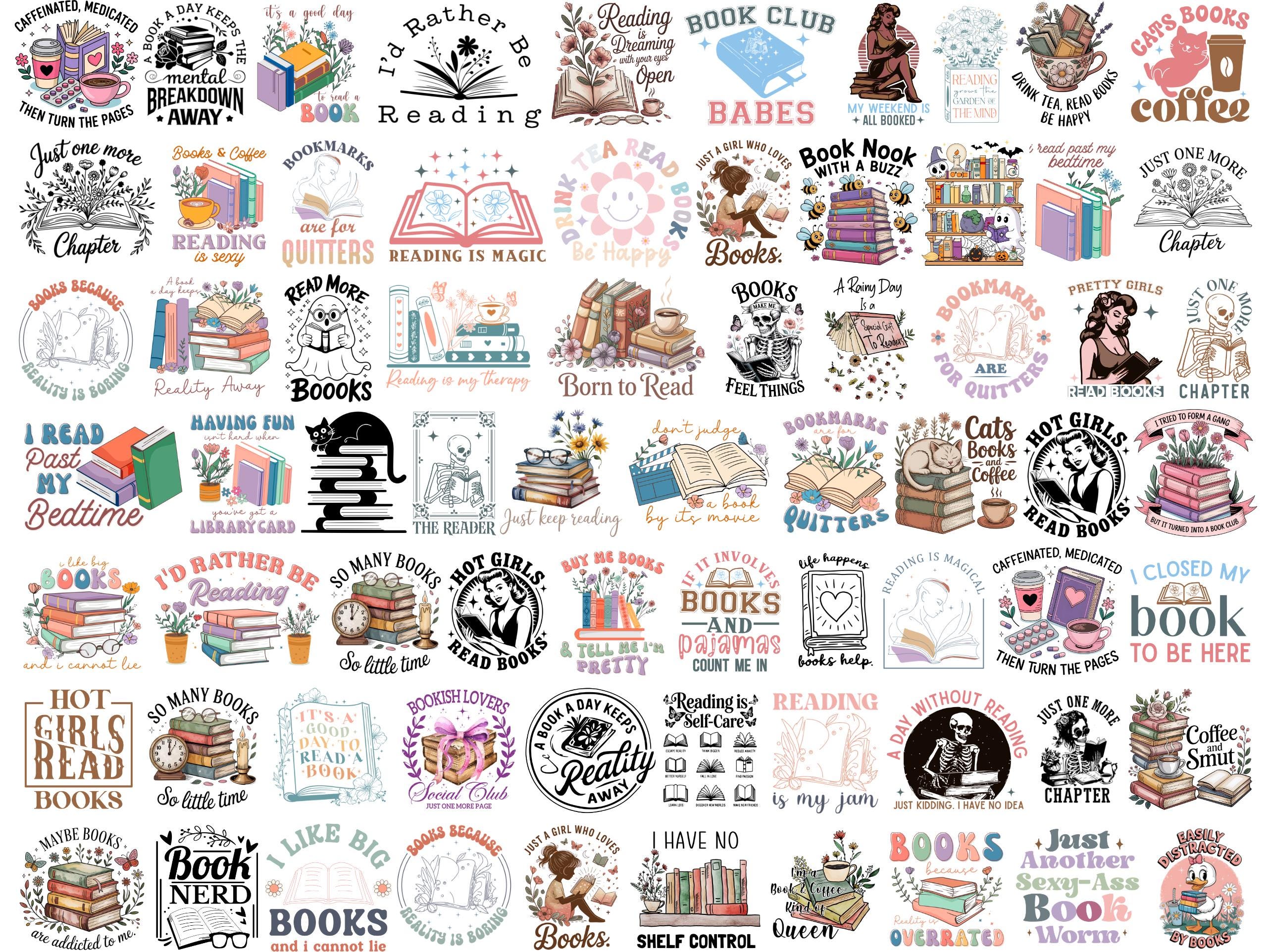 420+ Book Lover Bundle PNG – Reading Quotes, Floral Books, Librarian ...