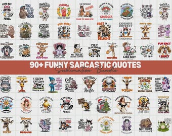 Funny Sarcastic Quotes PNG Bundle, Sublimation Designs (Digital Download)