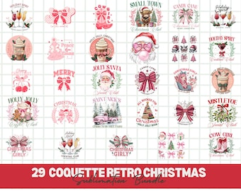 Coquette Retro Christmas PNG Bundle (29+ Designs)