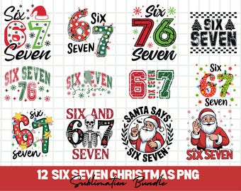 Six Seven Christmas PNG Bundle, Social Media Humor (Digital Download)