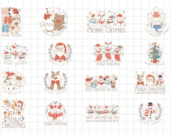 Funny Cat Christmas PNG Bundle, Cat Lover T-Shirt Designs